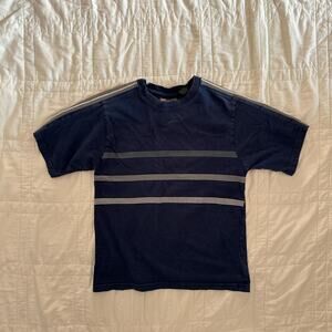 Vintage 90s faded glory navy blue stripe short sleeve tee boys size 8 10 grunge‎